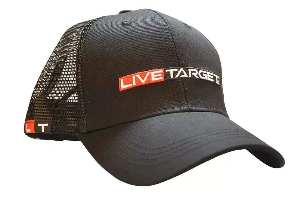 Laatste Kans LIVETARGET BLACK TRUCKER CAP - EMBROIDERY PATCH - 114 - Fish