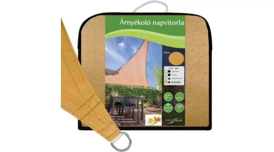 napvitorla háromszög homok polyethylén 230g m2 Betrouwbaar