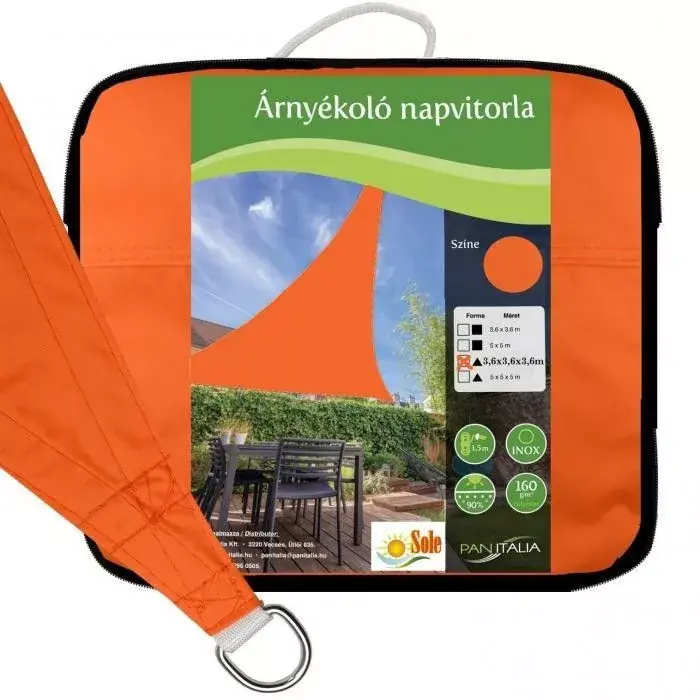 napvitorla háromszög narancs poliészter 160g m2 Lage Kosten